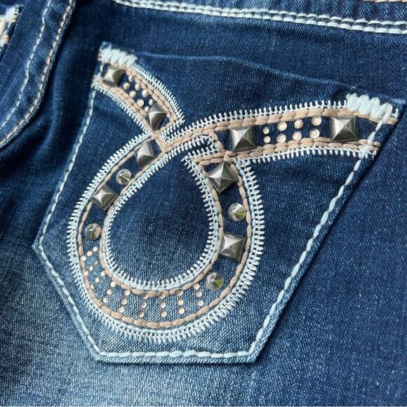 Big Star JENAE 28L skinny jeans dark wash bling embroidered pockets - Picture 2 of 7